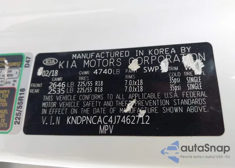 2018 Kia Sportage Ex from USA, damaged, VIN KNDPNCAC4J7462712